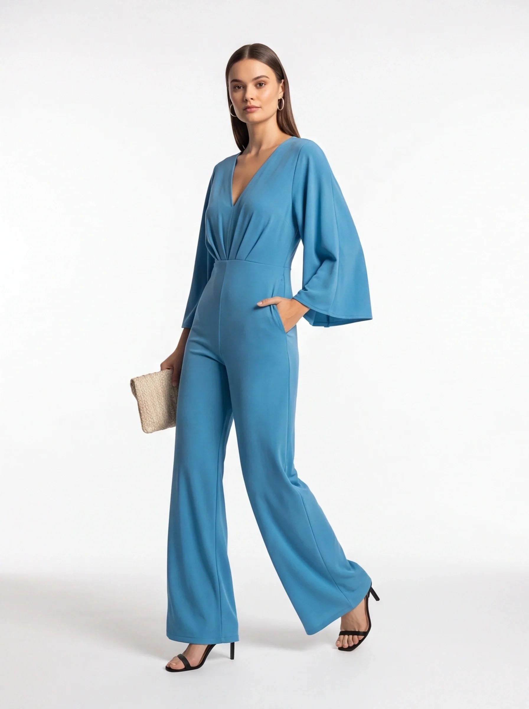 Elegant Plunge V-neck Jumpsuit for Women | Tailored Fit & Comfortable Fabric - Jamota