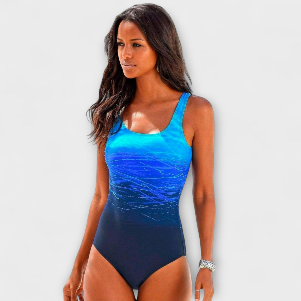Ombre Print Scoop Back One Piece Swimsuit