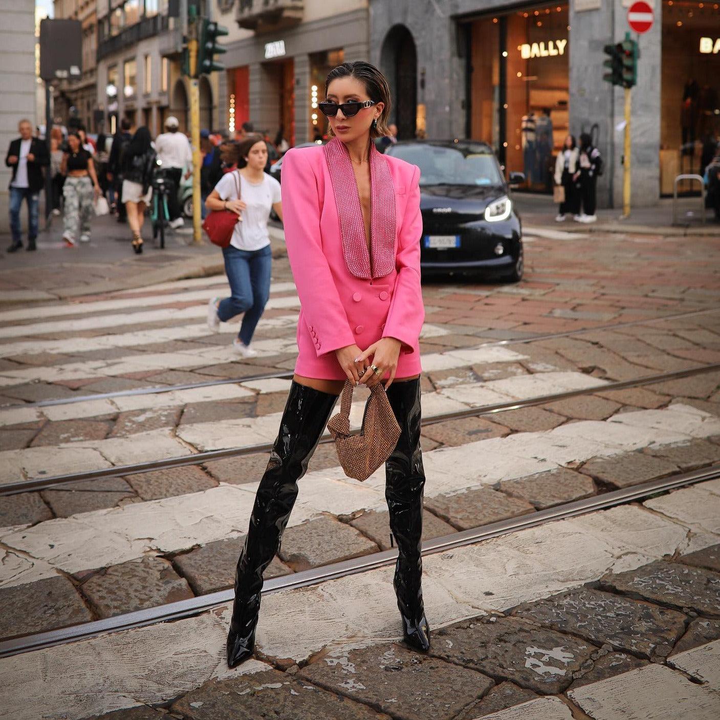 Sequin Shawl Lapel Double Breasted Long Sleeve Blazer Mini Dress