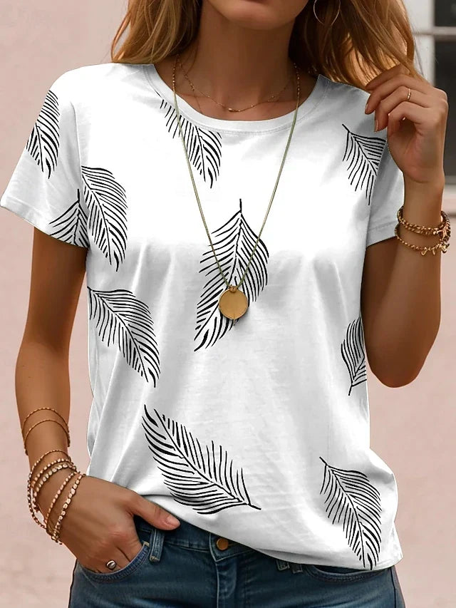 Floral Print Round Neck Short Sleeve Top