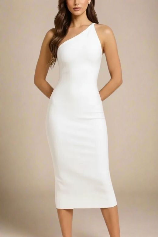 Joi Bodycon Midi Dress - White Pearl