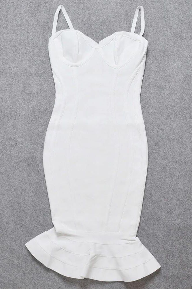 Joy Bandage Midi Dress - White Pearl