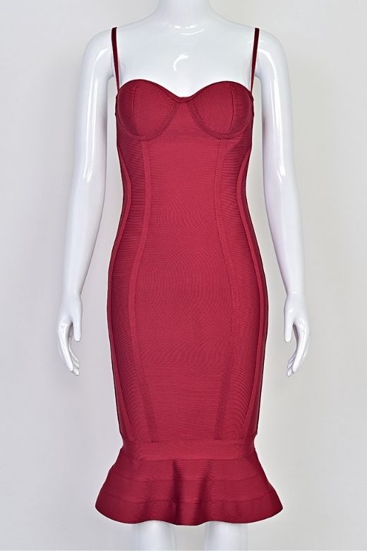 Joy Bandage Midi Dress - Red Wine