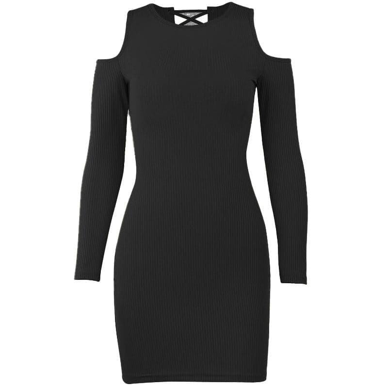Long sleeve solid hollow out lace up self tie mini dress - View 2