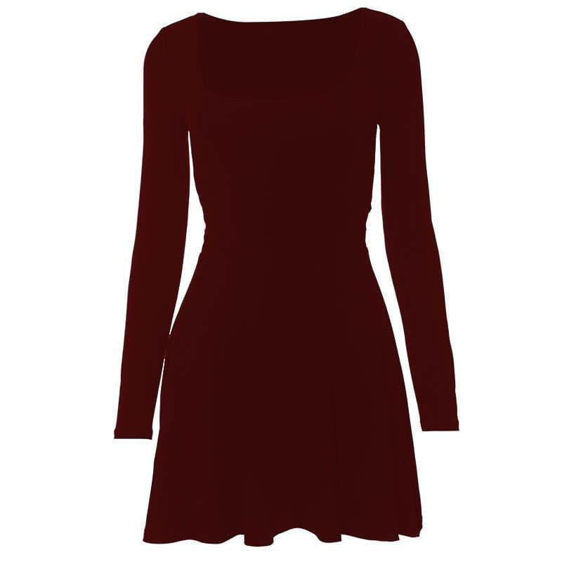 Square Neck Long Sleeve Lace Up Two Way Mini Dress - View 11