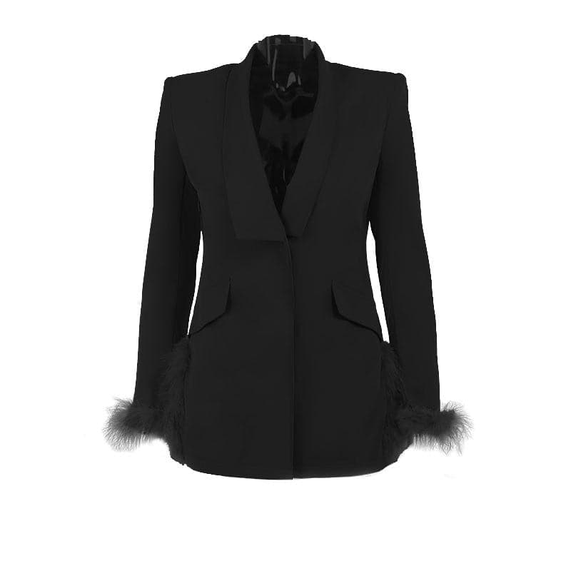 Feather turnover collar long sleeve v neck solid button mini dress 8