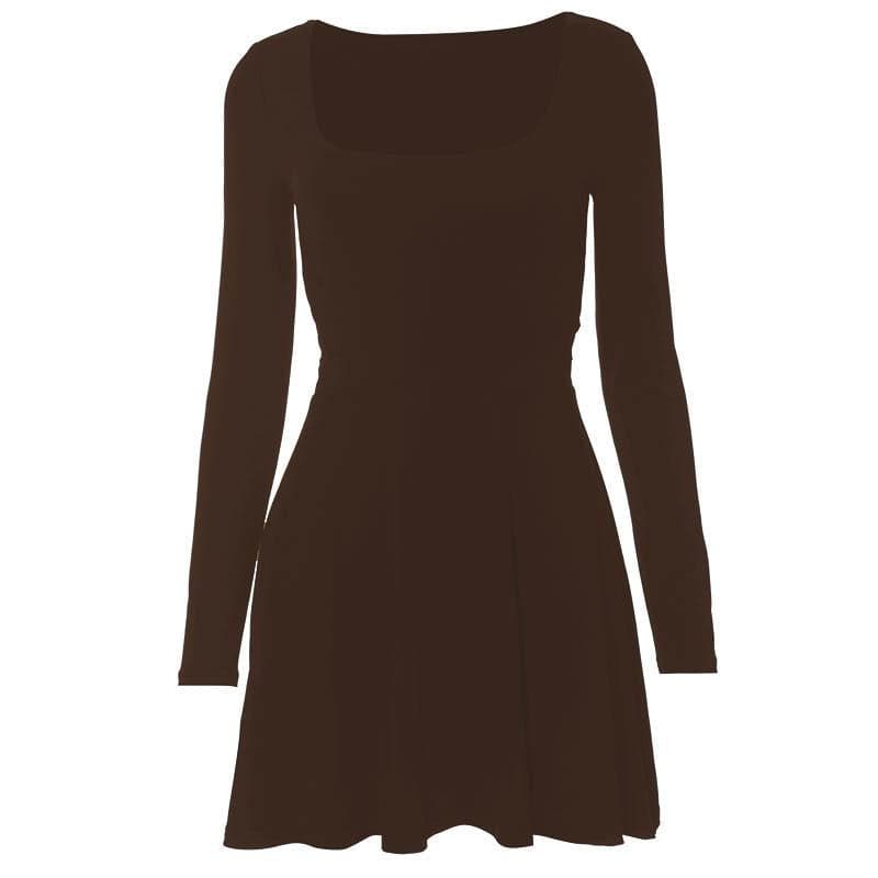 Square Neck Long Sleeve Lace Up Two Way Mini Dress - View 10