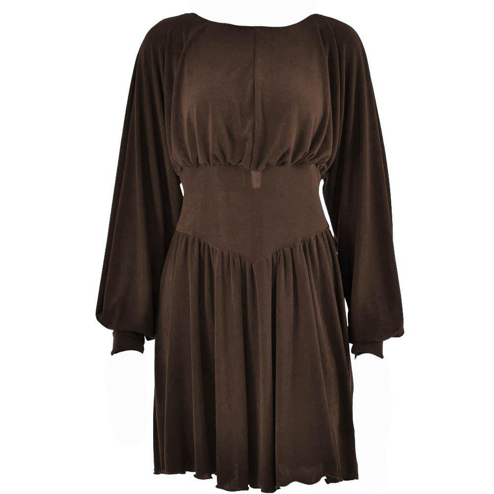 Boat Neck Long Sleeve Drop Waist Fit and Flare Mini Dress