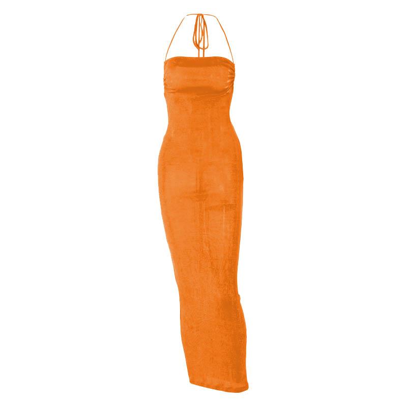 Knit Backless Cowl Neck Maxi Dress
