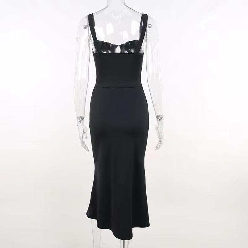 Ruched solid lace up self tie backless sleeveless midi dress 4
