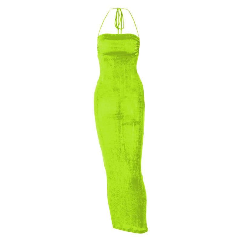 Knit Backless Cowl Neck Maxi Dress