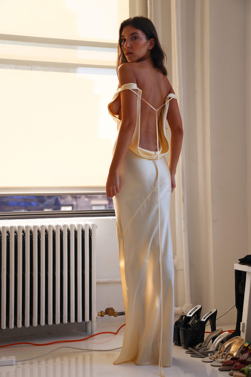 Tamara Elevated Cowlies Backless Satin Maxi Dress Chic Silhouette Collection