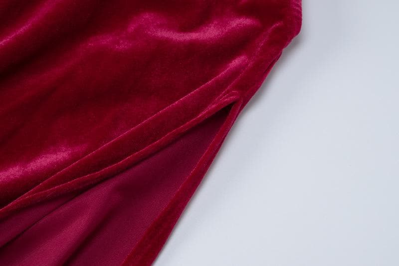 Velvet solid o ring hollow out slit backless maxi dress 8