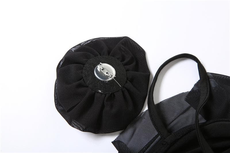 Flower Applique One Shoulder Ruffle High Low Mini Dress