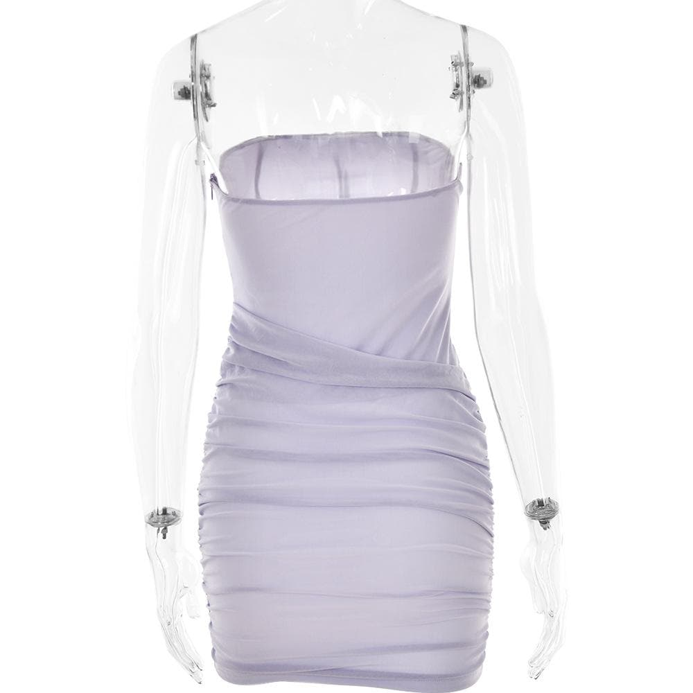 Mesh Strapless Contrast Corset Ruched Bodycon Mini Dress