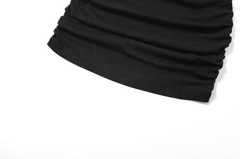 Lace Trim Cowl Neck Ruched Bodycon Mini Dress