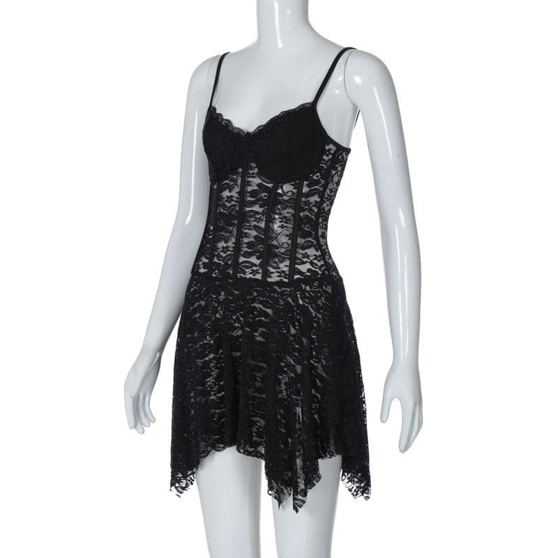 Lace Sweetheart Spaghetti Strap Corset Mini Dress