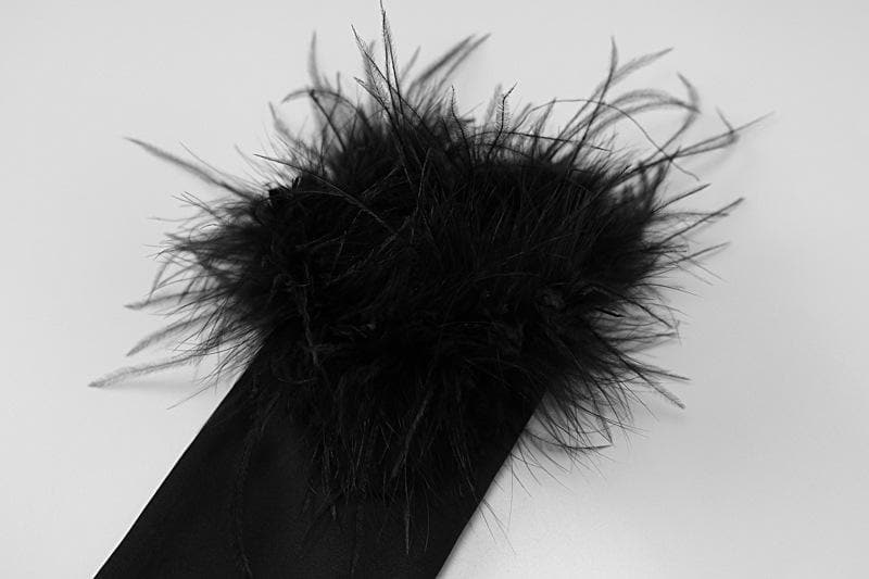 Strapless High Split Tube Mini Dress with Feather Trim Gloves 6