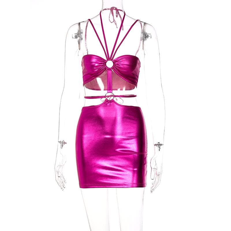 Halter Neck O Ring Cut Out Backless Bodycon Mini Dress