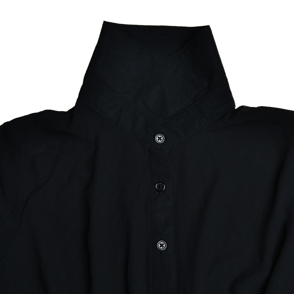 Turnover collar button long sleeve ruched zip-up chiffon mini dress - View 7