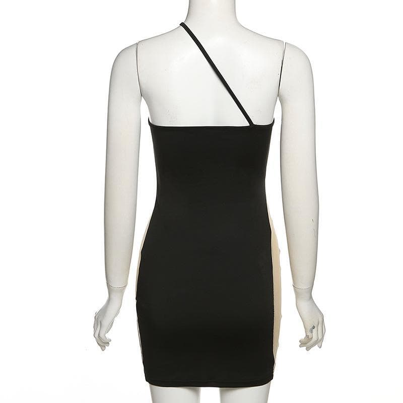 Mesh see through irregular one shoulder mini dress 4