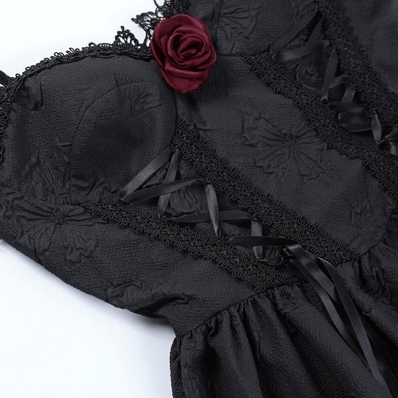 Sweetheart Flower Applique Lace Trim Corset Fit and Flare Mini Dress