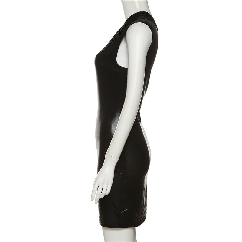 Metallic solid one shoulder ruched irregular mini dress - View 11