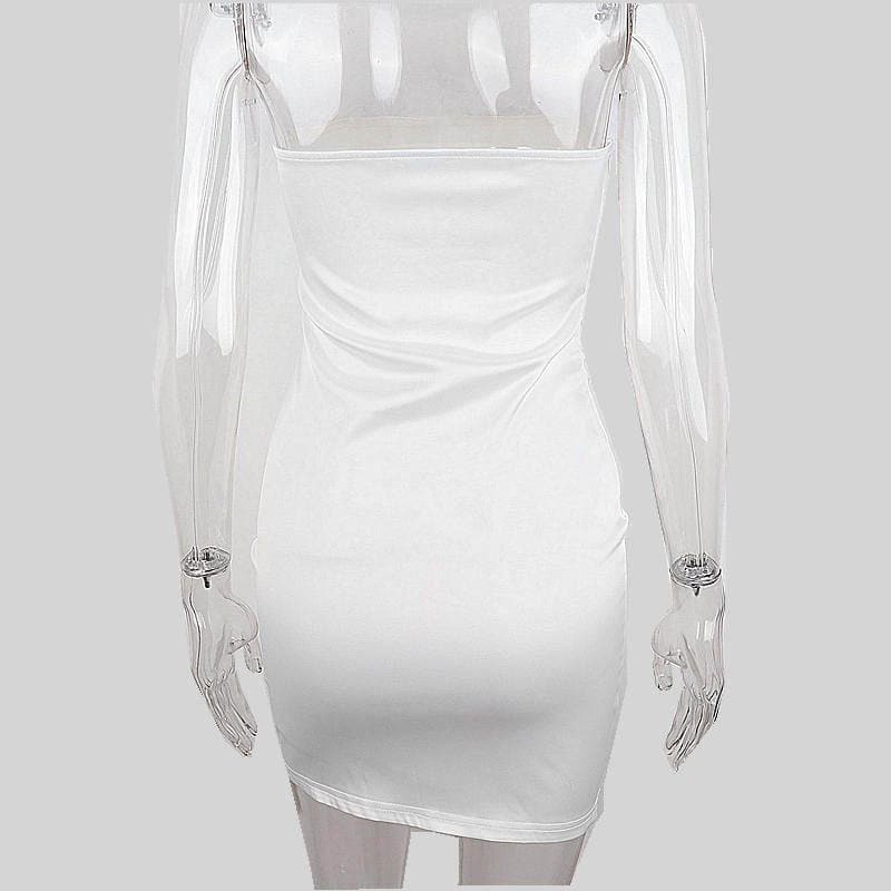 Feather off shoulder solid backless tube dress 3
