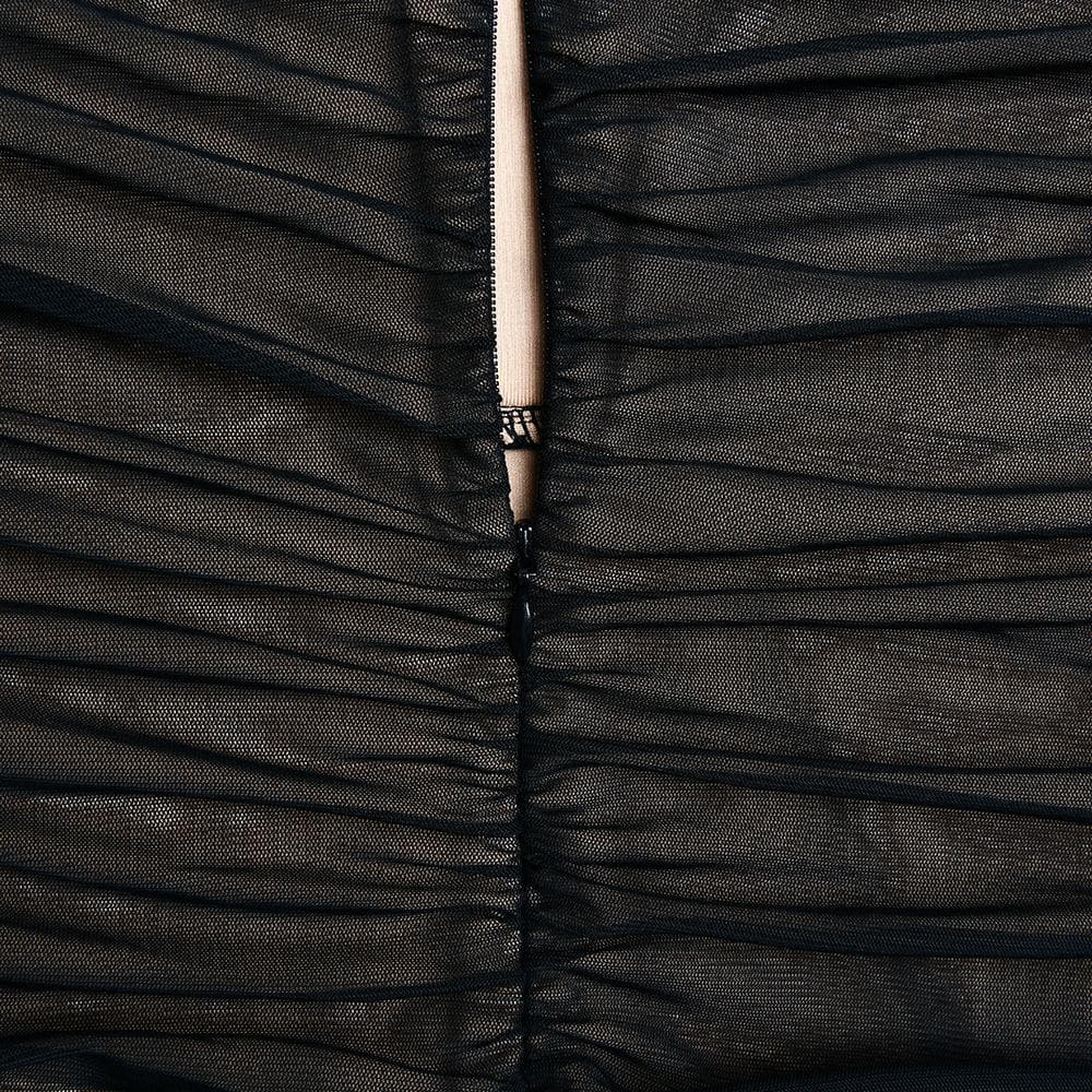 Mesh v neck ruched slit zip-up spaghetti strap maxi dress 8