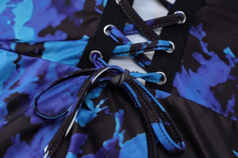 Floral Halter Neck Lace Up Ruffle High Low Maxi Dress
