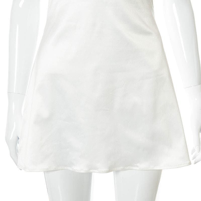 Lace hem satin ruched hollow out backless cami mini dress 6