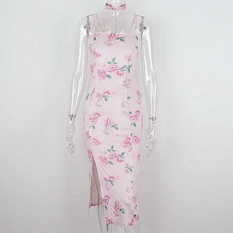 Floral Velvet Square Neck Ruched Bodycon Midi Dress