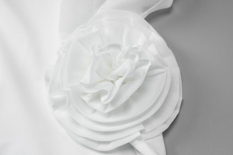 Flower Applique Strapless Backless High Split Maxi Dress - View 6