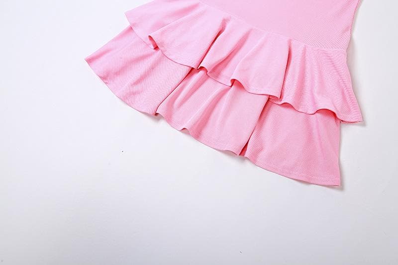 Beaded solid ruffle backless tube mini dress 9