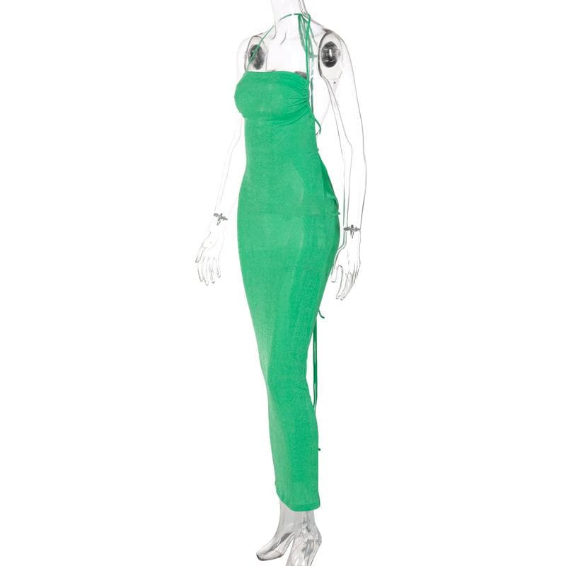 Knit Backless Cowl Neck Maxi Dress