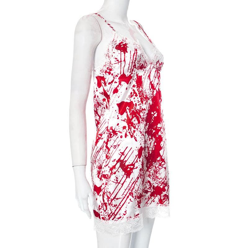 Lace hem contrast v neck backless cami mini dress 8