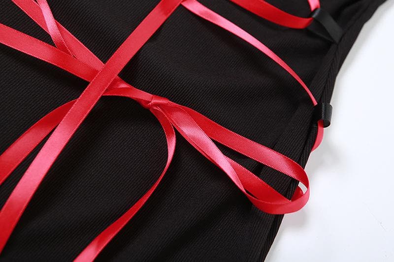 Lace up contrast lace hem bowknot backless tube mini dress 6