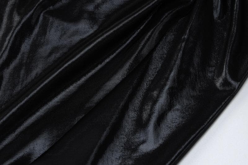 Metallic irregular high neck sleeveless ruched midi dress - View 9