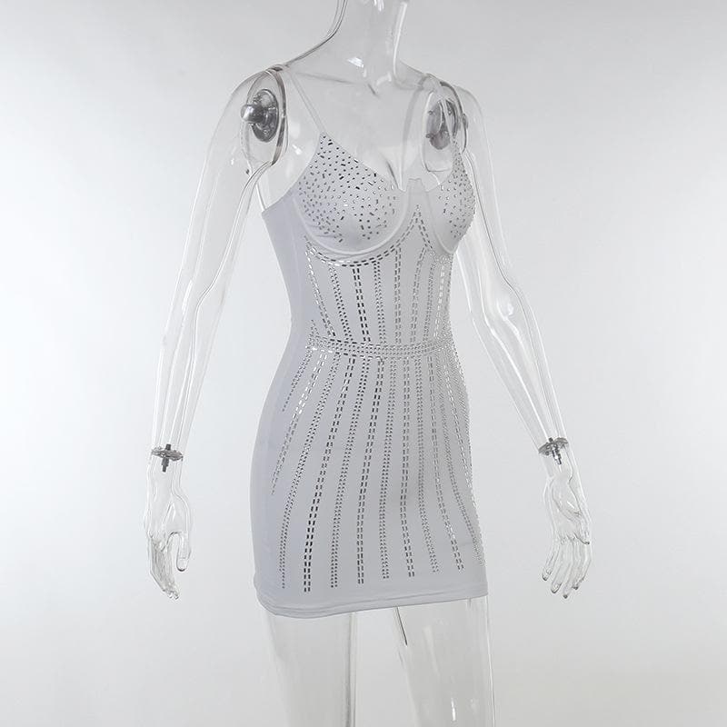 Beaded backless contrast cami mini dress - View 4