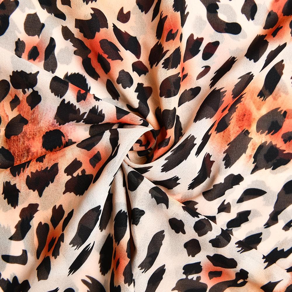 Cross back contrast leopard print v neck lace patchwork maxi dress - View 9
