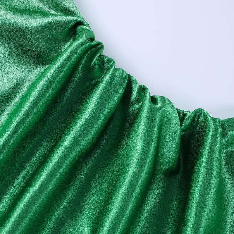 Cowl neck slit satin ruched midi dress 7