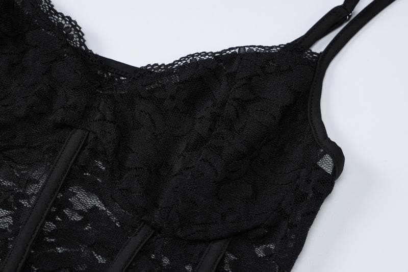 Lace Sweetheart Spaghetti Strap Corset Mini Dress