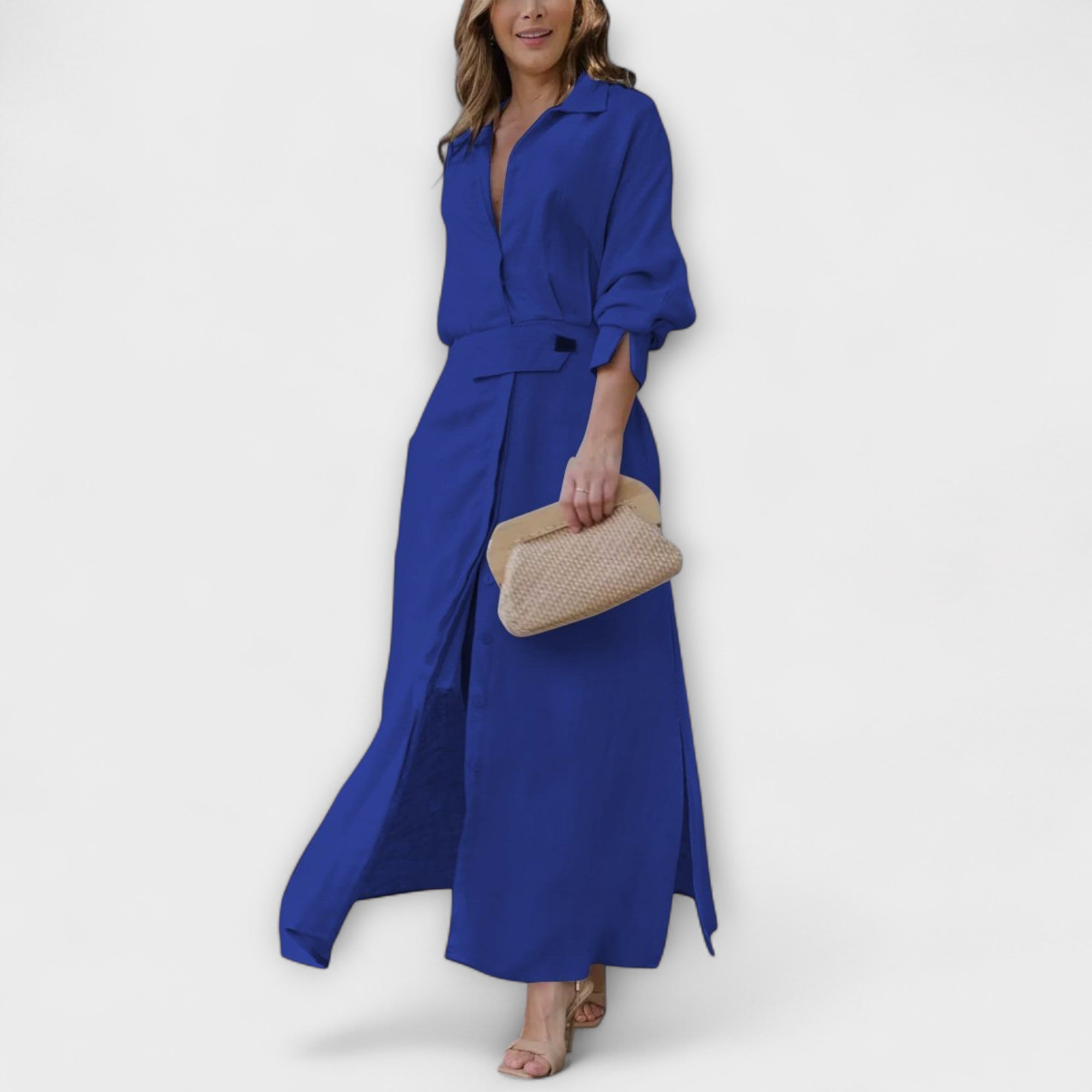 Nancy | Maxi Dress with V-Neck Blue