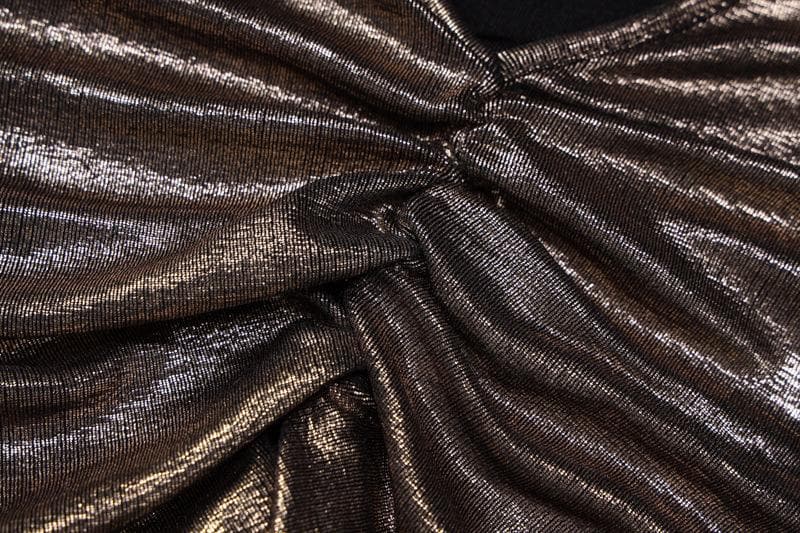 Metallic Cowl Neck Ruched Halter Backless Maxi Dress 7