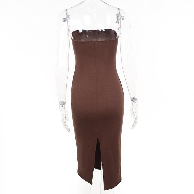 Rhinestone Studded Strapless Tube Bodycon Midi Dress 6