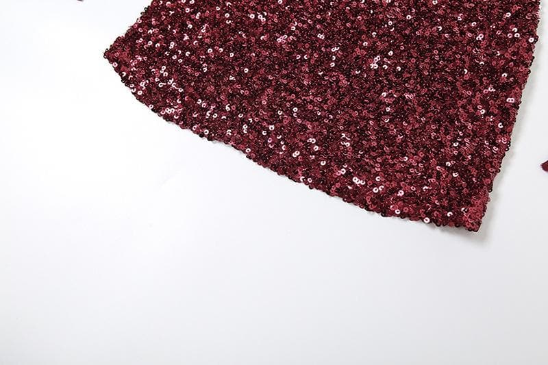 Sequin Mesh Glove Halter Neck Bodycon Mini Dress