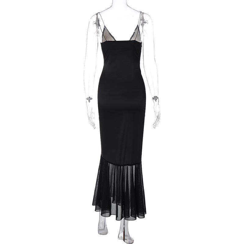 Lace patchwork contrast ruched v neck backless midi dress 3
