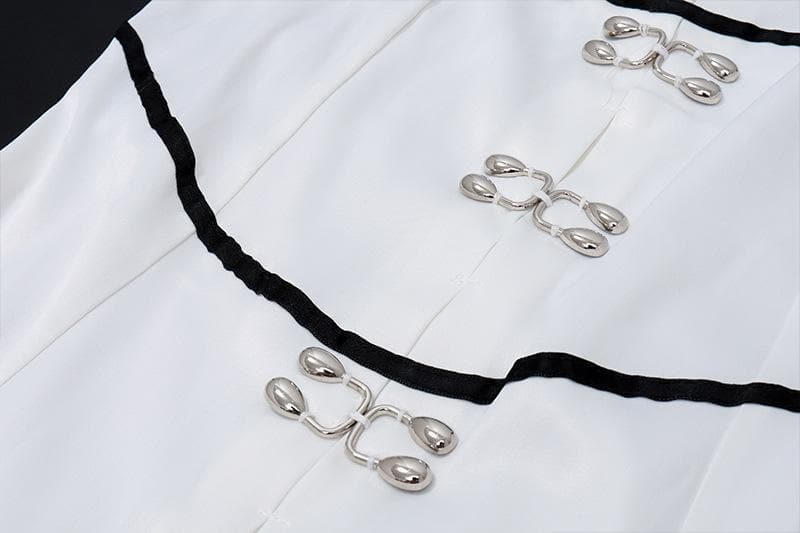 Metal applique contrast square neck ruffle spaghetti strap mini dress - View 6