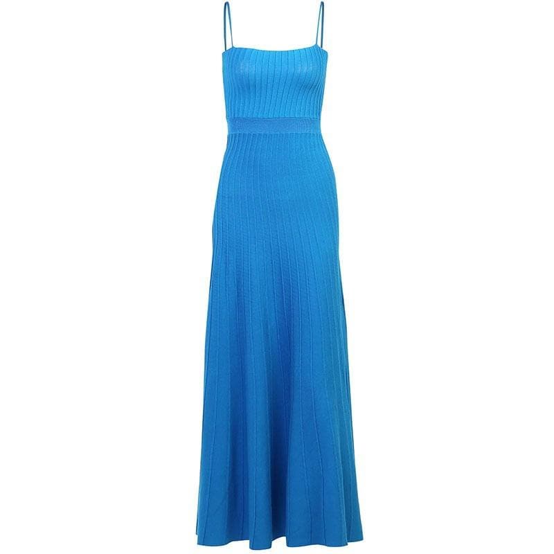 Sleeveless solid knitted backless cami midi dress - Final Sale