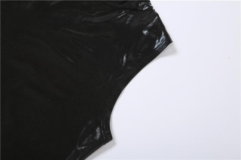Metallic solid one shoulder ruched irregular mini dress - View 14